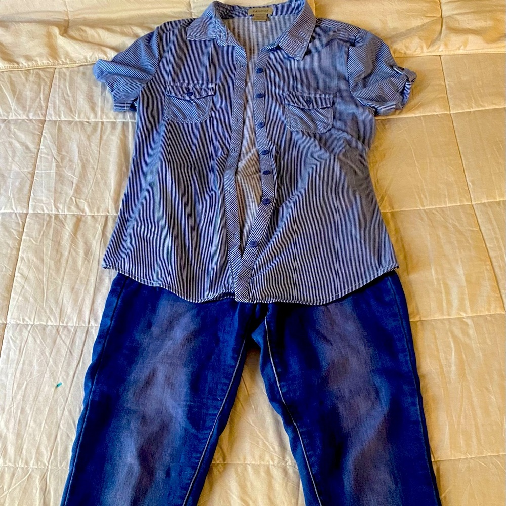 Blue, Jeans, and WhiteIn Blue Short